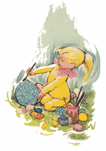 Kort - Christels påskebarn maler æg